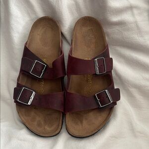 Birkenstock Maroon Double-Strap Sandals
